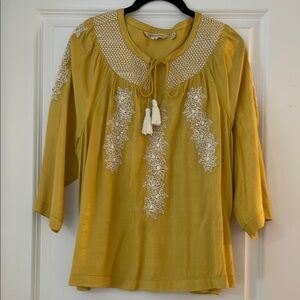 Soft Surroundings Petite Yellow/Gold beaded and embroidered Top.